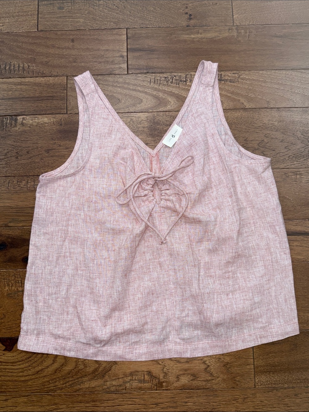 Lou & Grey Women’s Crosshatch Linen Cotton Tie Keyhole Tank Top - Size M